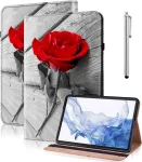 Glandotu dėklas, skirtas redmi pad pro 12.1 2024, folio atverčiamas odinis apsauginis dėklas su ra&scaron;iklio laikikliu, stovu ir piniginės uždangalu, skirtas redmi pad pro 12.1 plan&scaron;etiniam kompiuteriui - red rose