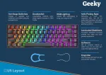 Geeky Gk65 65% | kar&scaron;tai keičiama mechaninė žaidimų klaviatūra | 68 klavi&scaron;ų įvairiaspalvis Rgb Led ap&scaron;vietimas, skirtas Pc/mac žaidėjams | Ansi Us American i&scaron;dėstymas (juoda, mechaninė juoda)