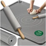 Silikoninė te&scaron;los kočiojimo lenta su auk&scaron;tu kra&scaron;tu, didelė 100x60cm + kočėlo rinkinys