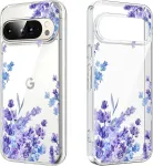 Diygody eleganti&scaron;kas gėlių mobiliojo telefono dėklas, suderinamas su Google Pixel 9 Pro 6.3 colio, skaidrus silikoninis Tpu apsauginis dėklas su levandų ra&scaron;tu moterims, itin plonas neslystantis smūgiams atsparus hibridas