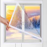 Kocusu langų izoliacinės plėvelės rinkinys, didelis skaidrumas, termoizoliacinė plėvelė nuo &scaron;alčio, pvc, termoizoliacinis lango uždangalas su nailono juosta, "pasidaryk pats" apsauginė plėvelė nuo &scaron;alčio, langas, mink&scaron;ta izoliacinė plėvelė, langas nu ...