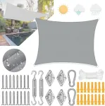 Bigbuy Garden Stačiakampė apsauga nuo saulės, 2 x 3 m, tentas 2 x 3 m, neper&scaron;lampamas su kilpomis, neper&scaron;lampama drobė su apsaugos nuo saulės tvirtinimo rinkiniu, apsauga nuo Uv spindulių 98%, sodui, terasai, stovyklavimui