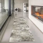 Hugear skalbiamas ma&scaron;inoje bėgimo takelis, 60 x 180 cm, taupe spalvos koridoriaus kilimas, vidaus akcentinis kilimas, modernus abstraktus žemo plauko kilimas, sendintas kilimas, valgomasis kambarys, virtuvė, neslystantis