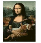 Tapyba pagal skaičius su rėmu &ndash; Mona Liza su kate 40 x 50 cm