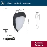 Paulmann Ikosea 94519 Park + Light Led lauko sieninis &scaron;viestuvas Ip44 su 2 x 2.8 W &scaron;iltai baltais antacito spalvos lauko plastikiniais ap&scaron;vietimo sistemos &scaron;viestuvais 3000 K