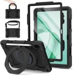 Roiskin dėklas, skirtas honor pad x8a 11 colių 2024 su ekrano apsauga, dirželiu per petį ir ra&scaron;iklio laikikliu, itin tvirtas smūgiams atsparus karinis honor pad x8a dėklas, 360&deg; besisukantis stovas vaikams, juodas