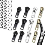 Zip remonto rinkinys, 52 dalių zip remonto rinkinys, zip slankiklių rinkinys, metalinis užtrauktukas striukėms, krep&scaron;iams, kelioniniam bagažui, sidabrinis, juodas, bronzinis