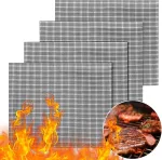 Gwhole 4 x bbq grilio kilimėlis kepimui ant grotelių, tinklinis kilimėlių rinkinys, nelipnus grilio tinklelis, atsparus kar&scaron;čiui, daugkartinio naudojimo, 40 x 33 cm