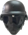 Taktinis dažasvydžio airsoft &scaron;almas su reguliuojamu smakro dirželiu, jojimo akiniais ir nuimama veido kauke