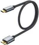 Sunguy usb c į micro b kabelis usb 3.1, 2 vnt., 0.5 m, 10 gbps usb c male į micro b male kietojo disko kabelis, suderinamas su toshiba, seagate, wd, galaxy s5 note 3, hdd ir kt., pilkas