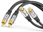 Sonero&reg; Premium 1,50 m cinch ilgintuvas, 2x cinch ki&scaron;tukas į 2x cinch lizdą, audio kabelis, žemų dažnių garsiakalbis, hifi sistema, stiprintuvas, juodas