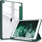 Fintie hibridinis dėklas, skirtas 10,2 colių Ipad 9 kartos 2021/8 kartos 2020/7 kartos 2019 su ra&scaron;iklio laikikliu &ndash; smūgiams atsparus dėklas su skaidriu kietu galiniu dangteliu &ndash; satino i&scaron;vaizdos žalias