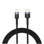 Tellur Data cable USB į Lightning LED, Nylon Braided, 1.2m juodos spalvos