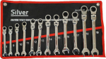 Silver Kombinuotų raktų rinkinys su terk&scaron;le 8-19mm, 12 vnt.
