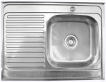 Nerūdijančio plieno plautuvė 864 kairė uždedama su sifonu 0.8mm