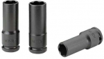3 vnt 1/2" smūginių lizdų rinkinys, 6 ta&scaron;kų ilgio plona sienelė, 17-19-21 mm, Facom [NSB.3]