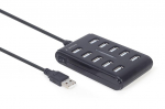 GEMBIRD 10 prievadų USB 2.0 HUB juodas