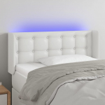Galvūgalis su LED, baltos spalvos, 93x16x78/88cm, dirbtinė oda
