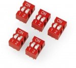Oem 2 polių DIP jungiklis - raudonas - 5 vnt.