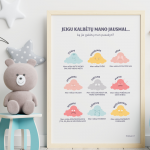 Eqhub &bdquo;Jeigu kalbėtų mano jausmai&ldquo; - ugdantys plakatai emocinio intelekto lavinimui, dekoracijos vaiko kambariui ar klasei - A3 formatu