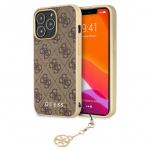 Dėklas Cg Mobile France GUHCP13LGF4GBR Guess 4G Charms Zadn&iacute; Kryt pro iPhone 13 Pro Brown (ruda)