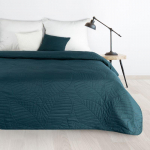 Eurofirany DESIGN 91 BONI / 6 Lovatiesė, dygsniuota kar&scaron;to spaudimo būdu su lapų ra&scaron;tu, 170X210 cm, spalva: tamsi turkio Lovatiesė