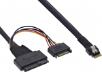 InLine &reg; Plonas SAS laidas, SFF-8654 į U.2 SFF-8639 + SATA maitinimas, 24Gb/s, 1m