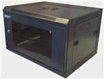LEXI-Net 19" sieninė spinta 6U 600x450, keliamoji galia 60 kg, stiklinės durelės, i&scaron;skleistos, juodos