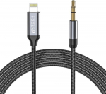 Kabelis 1m Lightning - AUX mini jack 3,5mm Tech-Protect Ultraboost juodos spalvos