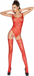 Passion Woman Passion BS034 Raudona Bodystocking - Elegant Fishnet, One Size