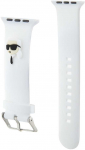 Apyrankė Apple Watch 4 / 5 / 6 / 7 / 8 / SE (38 / 40 / 41 MM) Karl Lagerfeld 3D Rubber Karl Head (KLAWMSLKNH) baltos spalvos