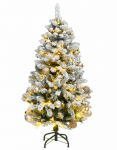 Kalėdų eglutė su &scaron;arnyrinėmis &scaron;akomis/LED/žaisliukais, 120cm