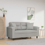 Dvivietė sofa su pagalvėmis, pilka, 120cm, mikropluo&scaron;to audinys