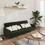 Dvivietė sofa-lova, tamsiai žalios spalvos, aksomas