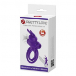 Pretty Love Vibrating Silicone Ring Bunny Design 10 Modes Juodas