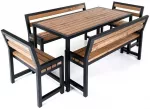 Sodo baldų komplektas &laquo;Garden 4 Comfort&raquo;, 148x76x75 cm, stalas + 2 suoliukai su atlo&scaron;u