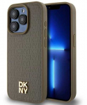 Apple iPhone 15 Pro Max DKNY odinis dėklas Pattern Metal Logo MagSafe (DKHMP15XPSHRPSW) rudos spalvos
