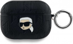 Karl Lagerfeld PU Embossed Karl Head dėklas ausinėms AirPods Pro juodos spalvos