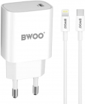 BWOO 20 W sieninis įkroviklis CDA159 su kabeliu i&scaron; USB-C į Lightning