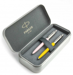 Parker Jotter Originals Rožinė ir Geltona Tu&scaron;inukų dovanų rinkinys su metaliniu dėklu