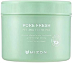 &Scaron;veičiamieji padeliai veido odos valymui Mizon Pore Fresh Peeling Toneris Pad Calming, ramina odą, skirti mi&scaron;riai, riebiai odai, 60 padelių