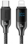 USAMS Kabelis USB-C į Lightning 30W 1.2m Skaitmeninis ekranas cinko lydinio greito įkrovimo duomenų kabelis HX serija SJ741USB02 (US-SJ741)