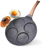 Granito kiau&scaron;inių keptuvė su 4 skylutėmis Juodas&WOOD 26 cm
