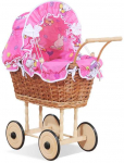My Sweet Baby Lėlės pintas vežimėlis su rožine patalyne &ndash; natūralus