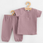 Kūdikių muslino rinkinys Mar&scaron;kinėliai ir kelnės New Baby levandų, 62 (3-6m)