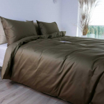 Saules Patalyne PREMIUM satino patalynės komplektas MOSS (žalia), 3 dalių, 200x220 cm