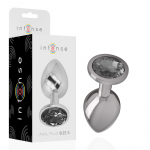 Intense Anal Toys INTENSE Aluminum Metal Plug S with Juodas Crystal - Elegant Sidabrinis Finish