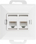 Gniazdo Dviejų RJ45 lizdų Pearl Cat5, baltas