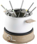 DOMO DO736F Fondue 1500 W valdymo lemputė, 8 medinės fondiu &scaron;akutės, balta