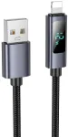 USB A laidas į &bdquo;Lightning&ldquo; Hoco 2,4A su ekranu 1 m X112 juodas